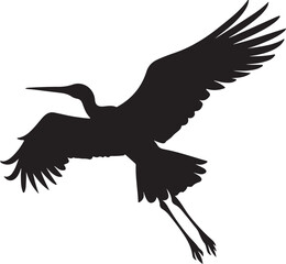 Stork Silhouette Vector Illustration White Background