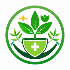 herbal medicine logo vector illustration on white background