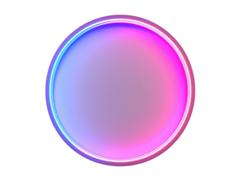Circular neon gradient background with vibrant pink and purple colors, perfect for modern designs and digital art projects, isolated white background - Powered by Adobe