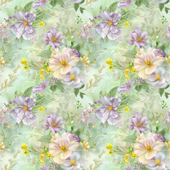 Floral variety color, form natural, seamless fabric pattern.