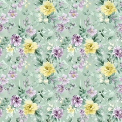 Floral variety color, form natural, seamless fabric pattern.