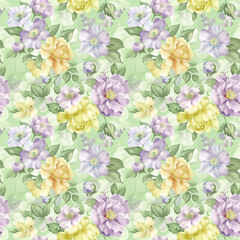 Floral variety color, form natural, seamless fabric pattern.
