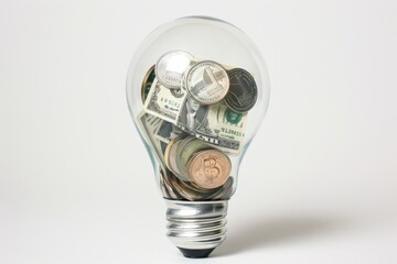 Light Bulb Filled with Money