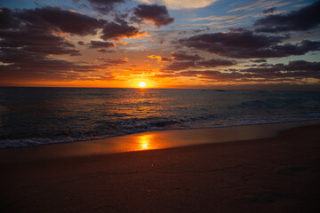 Beautiful clouds over the sea, sunrise