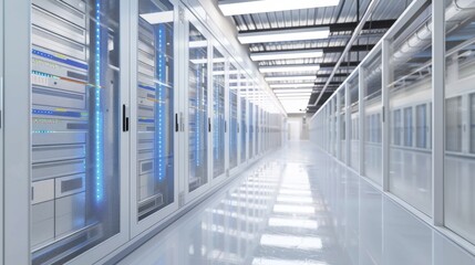 Modern Data Center with High-Tech Servers, Generative AI