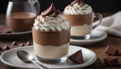 chocolate mousse with whipped cream