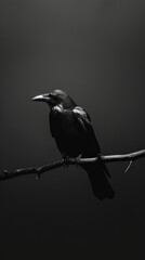 Fototapeta premium Crow bird award winning photography, minimalist, commercial ads photo, advertising, stunning, beautiful, centered, stock photo --ar 9:16 Job ID: 4e3ef86c-8d8d-486d-a601-e729b599ba43