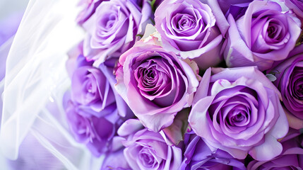 Purple rose bouquet for the bride on her special day : Generative AI
