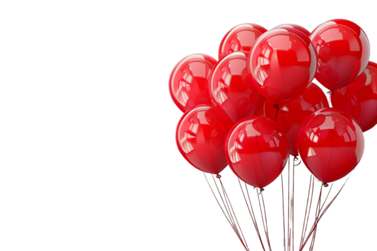 red balloons isolated on transparent background