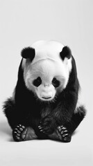 Panda , award winning photography, commercial ads photo, advertising, studio, stunning, beautiful, minimalist, centered