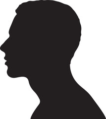 Male Head Silhouette Vector Illustration White Background