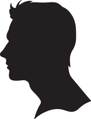 Male Head Silhouette Vector Illustration White Background