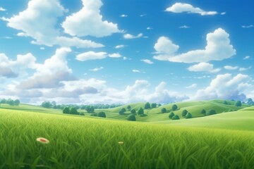 Fototapeta premium Field green grassland landscape.