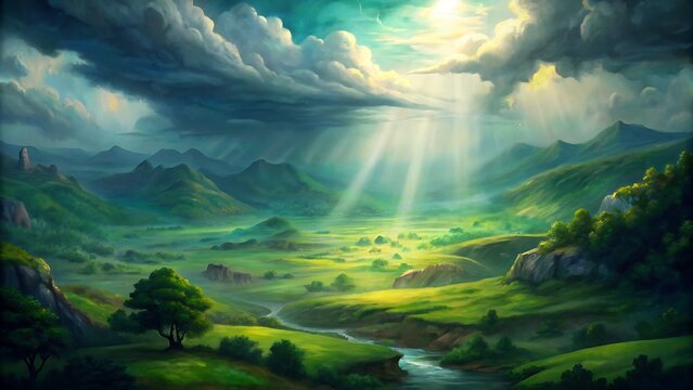 Landscape of sunrise over mountains and clouda