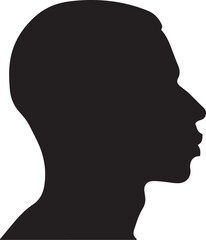 Male Head Silhouette Vector Illustration White Background