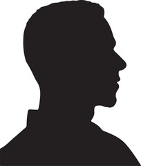 Male Head Silhouette Vector Illustration White Background