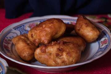 Pisang goreng or fried banana served in a white plate
