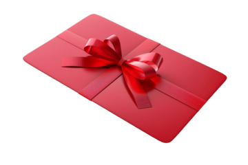 red gift card isolated on transparent background
