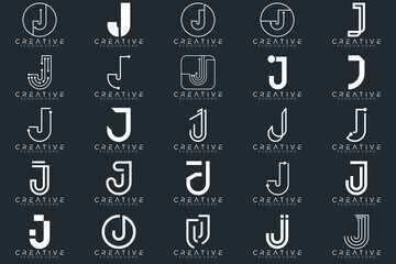 Mega logo collection, Abstract letter J logo design. icons for business	