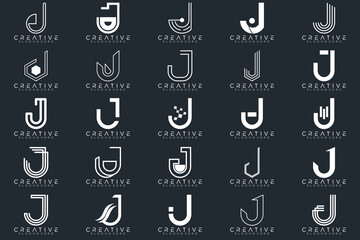 Mega logo collection, Abstract letter J logo design. icons for business	