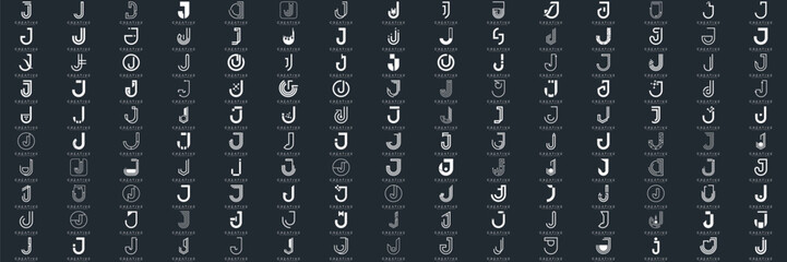 Mega logo collection, Abstract letter J logo design. icons for business	