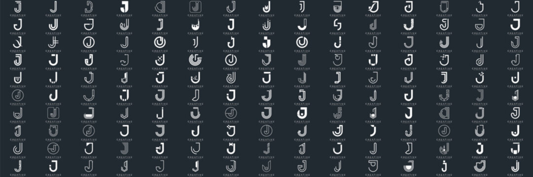 Mega logo collection, Abstract letter J logo design. icons for business	
