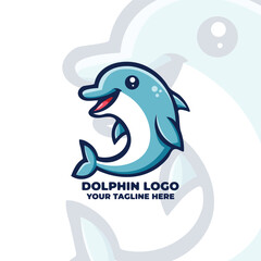 Cute Dolphin Logo Vector Design