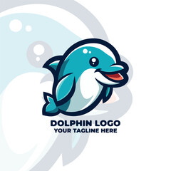 Cute Dolphin Logo Vector Design