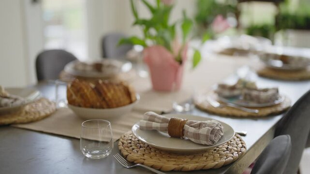 Formal Easter dinner place setting.