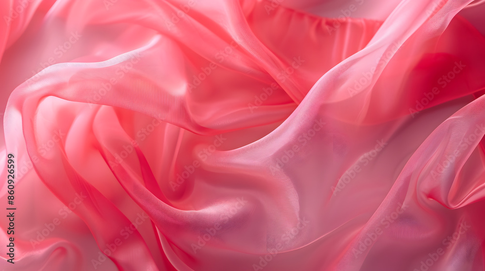Poster texture chiffon fabric in pink color for backgrounds silk fabric selective focus : generative ai