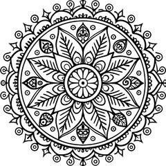 large seamless circular paisley design with leaves