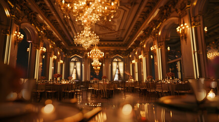 Obraz premium Wedding Hall before Dinner : Generative AI