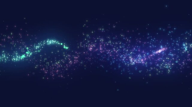 キラキラの星のゴージャスなウェーブ　カラフルなウェーブ＆ネイビー　ループ