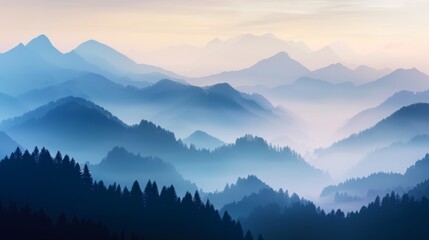 a misty valley at dawn, blending mystery and natural beauty with focus on, landscape photography theme, ethereal, Double exposure, valley backdrop