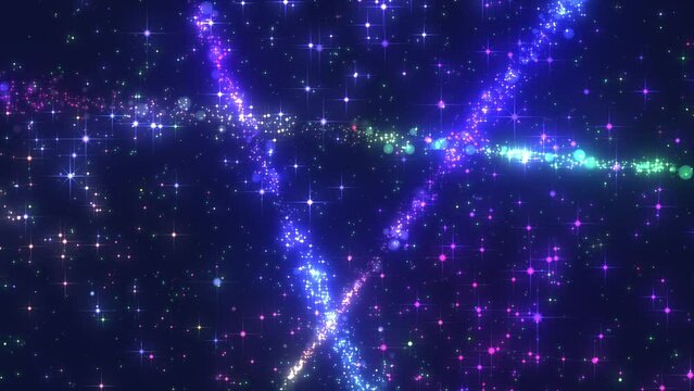 三角形を描くきらきら輝く星の3本ライン　ループ　レンボー＆グロー
