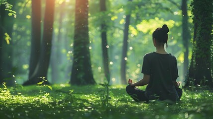 Person Meditating in Serene Forest Setting Embracing Nature s Calmness
