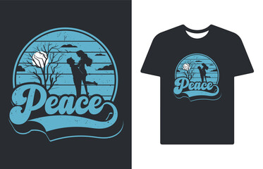 Peace retro vintage typography t shirt design vector illustration and others use.