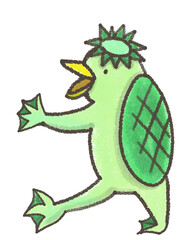 Obraz premium カッパのクレヨンの手書きイラスト