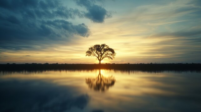 a sunrise over a protected wetland, blending tranquility and the importance of conservation with focus on, wetland preservation theme, ethereal, Double exposure, sunrise backdrop