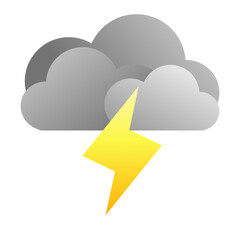 Thunder lightning gray cloud icon for weather.