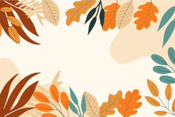 Obraz premium Flat autumn leaf vector element background