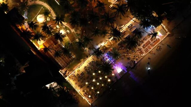 Flycam night view  at Hanna Beach, Phan Thiet, Viet nam