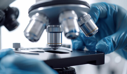 A scientist is working in a lab with a microscope and a pipette by AI generated image