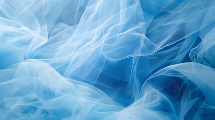 Obraz premium Blue tulle Fashion design concept Garment industry Selective focus Fabric background with folds Wedding concept : Generative AI