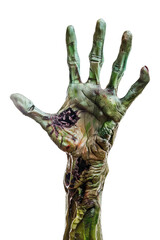 Green zombie hand isolated on transparent background