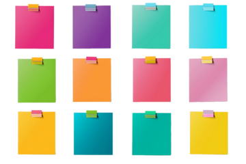 set of color square sticker isolated on transparent background