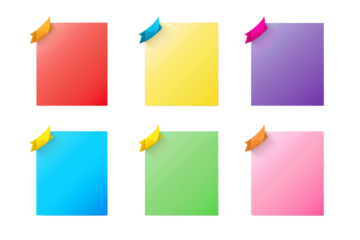 set of color square sticker isolated on transparent background