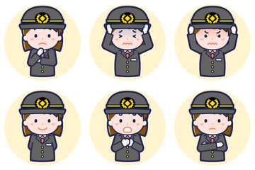 女性運転士のポーズセット_05