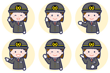 女性運転士のポーズセット_03