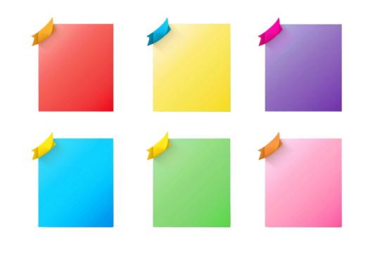 set of color square sticker isolated on transparent background